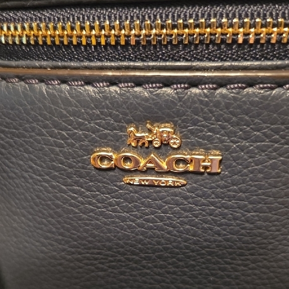 Coach Andi Convertible Black & Metallic Blue Colorblock Leather Backpack - Picture 2 of 11